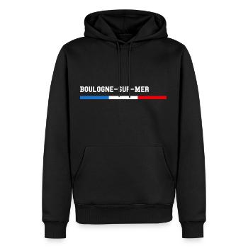J'aime Boulogne-sur-Mer Nom de Ville en France - Sweat à capuche Premium bio Homme - noir - Devant - Nico (187cm)