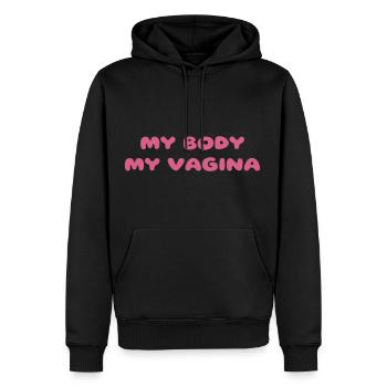 Statement Shirt für die Frau: My Body My Vagina - Männer Premium Bio Hoodie - Schwarz - Vorne - Nico (187cm)
