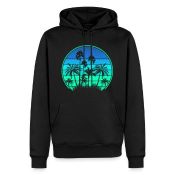 Île Palm - Sweat à capuche Premium bio Homme - noir - Devant - Nico (187cm)
