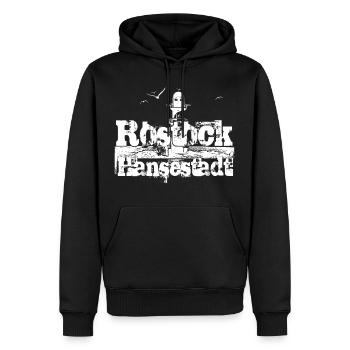 Rostock Hansestadt - Männer Premium Bio Hoodie - Schwarz - Vorne - Nico (187cm)