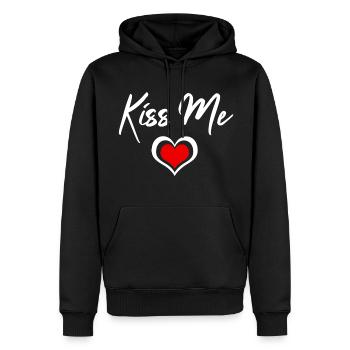 Kiss Me Herzchen - Männer Premium Bio Hoodie - Schwarz - Vorne - Nico (187cm)