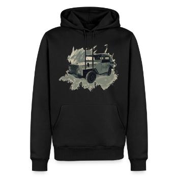 P-2-M - Sweat à capuche Premium bio Homme - noir - Devant - Nico (187cm)
