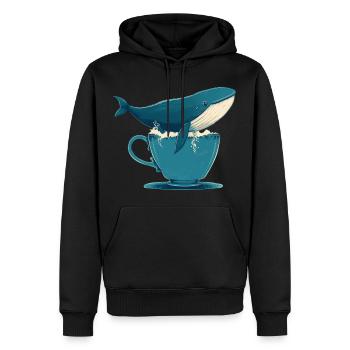 Wal in Teetasse - Männer Premium Bio Hoodie - Schwarz - Vorne - Nico (187cm)