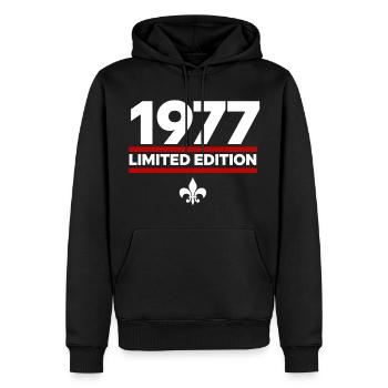1977 Limited Edition - Männer Premium Bio Hoodie - Schwarz - Vorne - Nico (187cm)