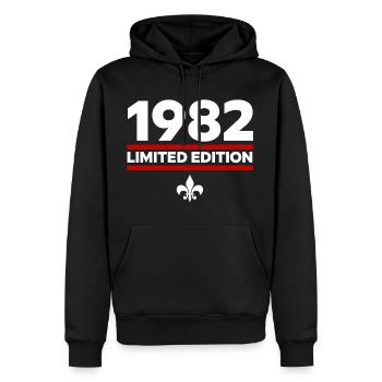 1982 Limited Edition - Men’s Premium Organic Hoodie - black - Front - Nico (187cm)