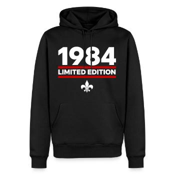 1984 Limited Edition - Men’s Premium Organic Hoodie - black - Front - Nico (187cm)