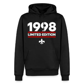 1998 Édition limitée - Sweat à capuche Premium bio Homme - noir - Devant - Nico (187cm)