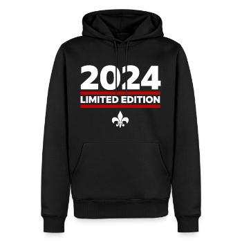 Édition limitée 2024 - Sweat à capuche Premium bio Homme - noir - Devant - Nico (187cm)