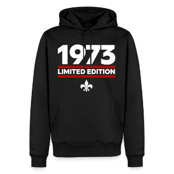 1973 Limited Edition - Männer Premium Bio Hoodie - Schwarz - Vorne - Nico (187cm)