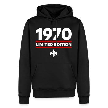 1970 Limited Edition - Men’s Premium Organic Hoodie - black - Front - Nico (187cm)