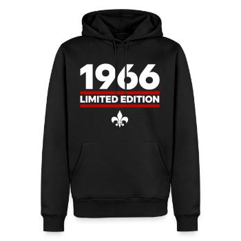 Édition limitée de 1966 - Sweat à capuche Premium bio Homme - noir - Devant - Nico (187cm)