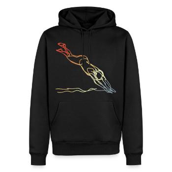 Schwimmen Vintage Look - Männer Premium Bio Hoodie - Schwarz - Vorne - Nico (187cm)