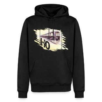 Modellbahn Spur H0 Design - Männer Premium Bio Hoodie - Schwarz - Vorne - Nico (187cm)