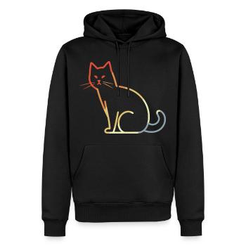 Katze Retro - Männer Premium Bio Hoodie - Schwarz - Vorne - Nico (187cm)