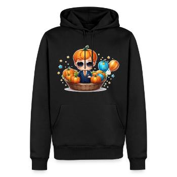 Citrouille garçon avec lunettes de soleil Halloween - Sweat à capuche Premium bio Homme - noir - Devant - Nico (187cm)