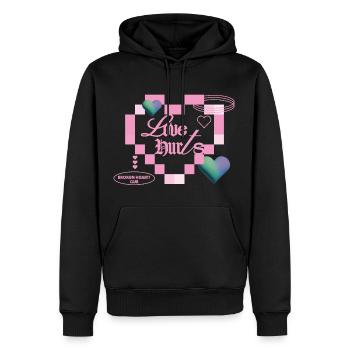 L’amour fait mal - Sweat à capuche Premium bio Homme - noir - Devant - Nico (187cm)