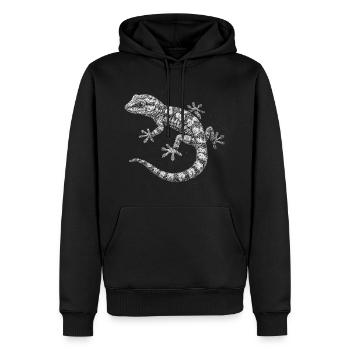 Ein Gecko - Männer Premium Bio Hoodie - Schwarz - Vorne - Nico (187cm)