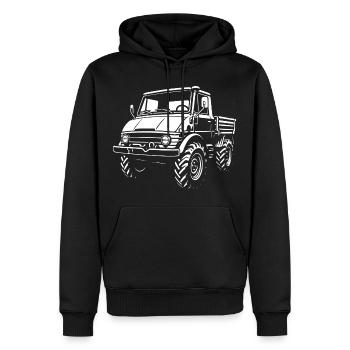 Puissance avec un statut culte - Sweat à capuche Premium bio Homme - noir - Devant - Nico (187cm)