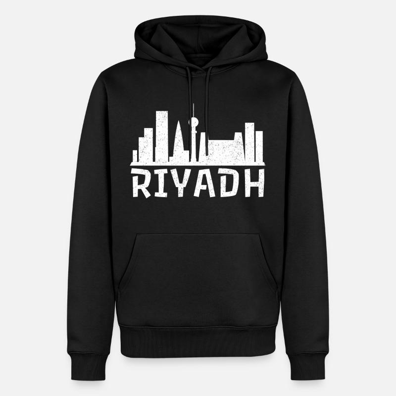 Riyadh Skyline Bold - Männer Premium Bio Hoodie - Schwarz