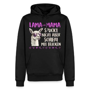 Bald Mama LAMA MAMA SPUCKT NICHT SCHIESST BLICKE - Männer Premium Bio Hoodie - Schwarz - Vorne - Nico (187cm)