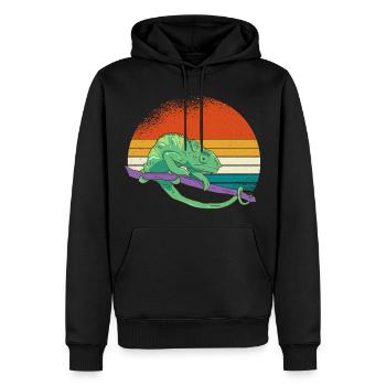 Sonnenuntergang Chamäleon - Männer Premium Bio Hoodie - Schwarz - Vorne - Nico (187cm)