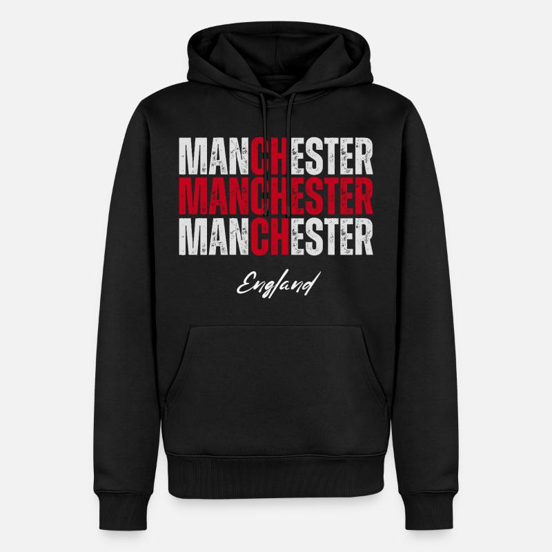 Manchester Angleterre, British Pride - Sweat à capuche Premium bio Homme - noir