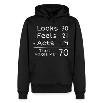 70 ans Anniversaire Humoristique | 70e Anniversair - Sweat à capuche Premium bio Homme - noir - Devant - Nico (187cm)