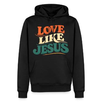 T-shirt Jésus : Amour comme Jésus Cadeau chrétien - Sweat à capuche Premium bio Homme - noir - Devant - Nico (187cm)