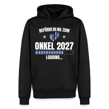 Beförderung zum Onkel 2027 – Loading - Männer Premium Bio Hoodie - Schwarz - Vorne - Nico (187cm)