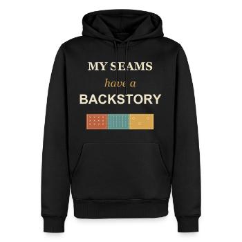 Meine Nähte haben eine Hintergrundgeschichte - Männer Premium Bio Hoodie - Schwarz - Vorne - Nico (187cm)