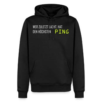 Qui a le dernier mot le plus élevé Ping - Ordinateur - Sweat à capuche Premium bio Homme - noir - Devant - Nico (187cm)