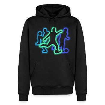 Fußball Kinder Fußballer Silhouetten Fussball - Männer Premium Bio Hoodie - Schwarz - Vorne - Nico (187cm)