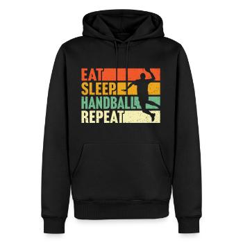 Eat Sleep Handball Repeat T-shirt Handball Joueur de handball - Sweat à capuche Premium bio Homme - noir - Devant - Nico (187cm)