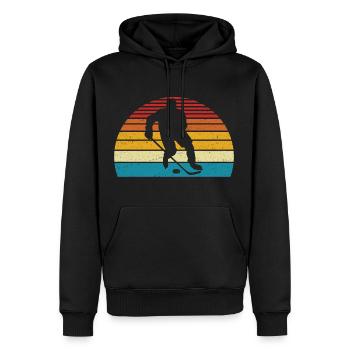 Hockey retro t-shirt ice hockey - Men’s Premium Organic Hoodie - black - Front - Nico (187cm)
