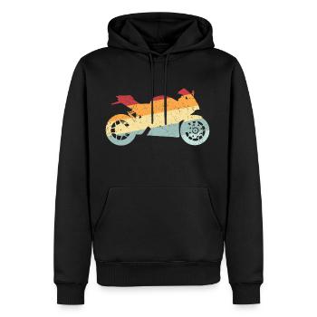 Motorsport Retro Motocycliste - Sweat à capuche Premium bio Homme - noir - Devant - Nico (187cm)