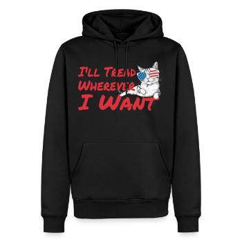 Ich trete hin, wohin ich will Retro Vintage Katzenliebhaber - Männer Premium Bio Hoodie - Schwarz - Vorne - Nico (187cm)