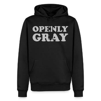 Ouvertement gris - Sweat à capuche Premium bio Homme - noir - Devant - Nico (187cm)