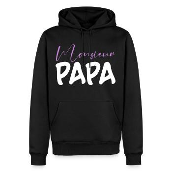 Monsieur Papa - Sweat à capuche Premium bio Homme - noir - Devant - Nico (187cm)