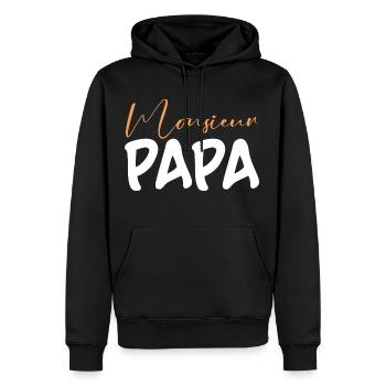 Monsieur Papa - Sweat à capuche Premium bio Homme - noir - Devant - Nico (187cm)