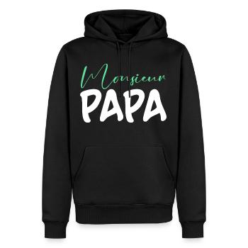 Monsieur Papa - Sweat à capuche Premium bio Homme - noir - Devant - Nico (187cm)