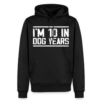 I'm 10 In Dog Years Tees | Funny 70th Birthday - Sweat à capuche Premium bio Homme - noir - Devant - Nico (187cm)