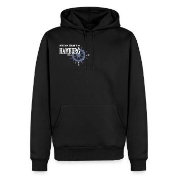 Heimathafen Hamburg - Hansestadt Segler - Männer Premium Bio Hoodie - Schwarz - Vorne - Nico (187cm)