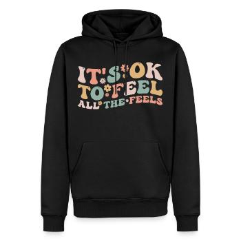 Its Okay To Feel All The Feels Funny Mental Health - Sweat à capuche Premium bio Homme - noir - Devant - Nico (187cm)