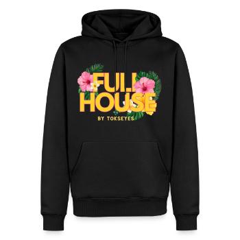 FULLHOUSE FLOWER DESIGN - Men’s Premium Organic Hoodie - black - Front - Nico (187cm)