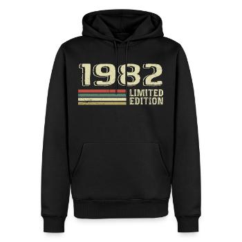 Jahrgang 1982 Geburtstag 1982 Jahrgang 1982 - Männer Premium Bio Hoodie - Schwarz - Vorne - Nico (187cm)