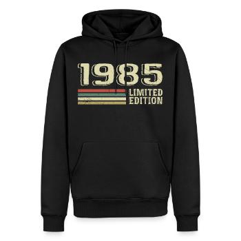 Nées en 1985 anniversaire 1985 Vintage 1985 - Sweat à capuche Premium bio Homme - noir - Devant - Nico (187cm)