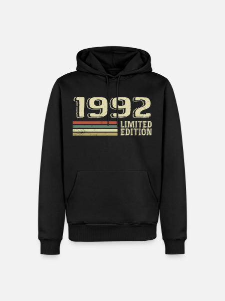 Syntynyt 1992 Syntymäpäivä 1992 Vuosikerta 1992 - Premium luomulaatuinen miesten huppari - musta