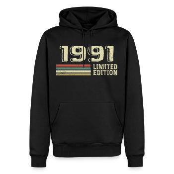 Jahrgang 1991 Geburtstag 1991 Jahrgang 1991 - Männer Premium Bio Hoodie - Schwarz - Vorne - Nico (187cm)