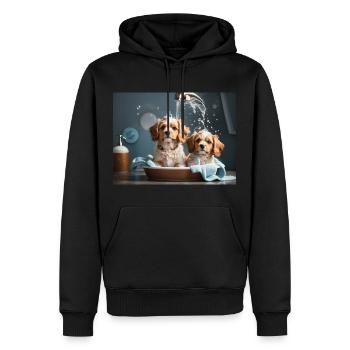 dogs bathing - Men’s Premium Organic Hoodie - black - Front - Nico (187cm)