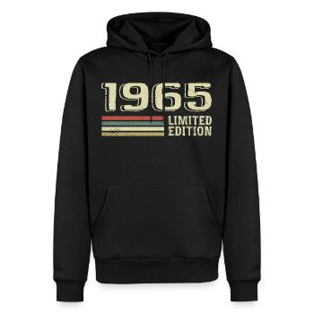 Jahrgang 1965 Geburtstag 1965 Jahrgang 1965 - Männer Premium Bio Hoodie - Schwarz - Vorne - Nico (187cm)